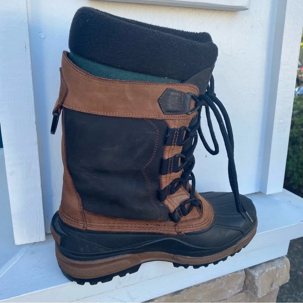 Columbia Bugabison Boots Winter Brown Gray Nubuck Leather Mens Sz 7 Thermolite